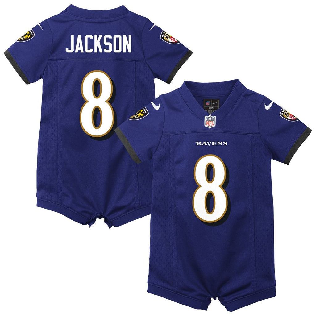 Lamar Jackson Baltimore Ravens Newborn Romper Game Jersey - Purple
