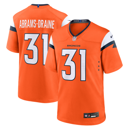 Kris Abrams - Draine Denver Broncos Team Game Jersey - Orange
