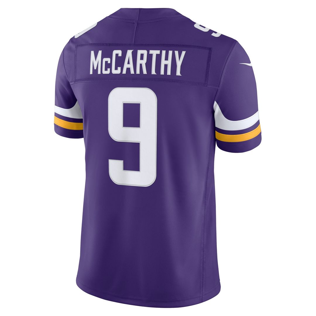 J.J. McCarthy Minnesota Vikings Team Vapor F.U.S.E. Stitched Limited Jersey - Purple