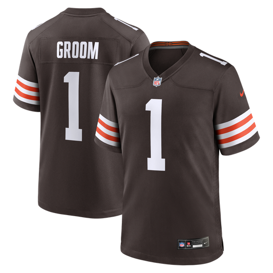 Number 1 Groom Cleveland Browns Game Jersey - Brown