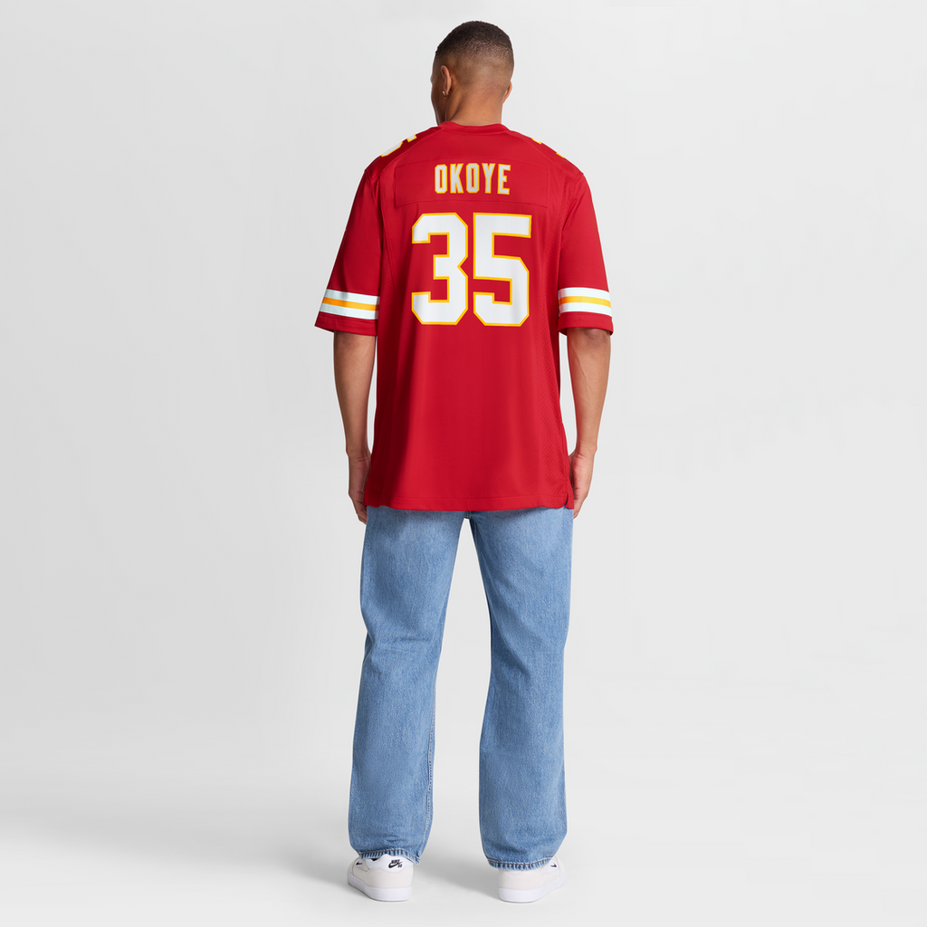 Christian Okoye Kansas City Chiefs Game Retired Player Jersey - Red