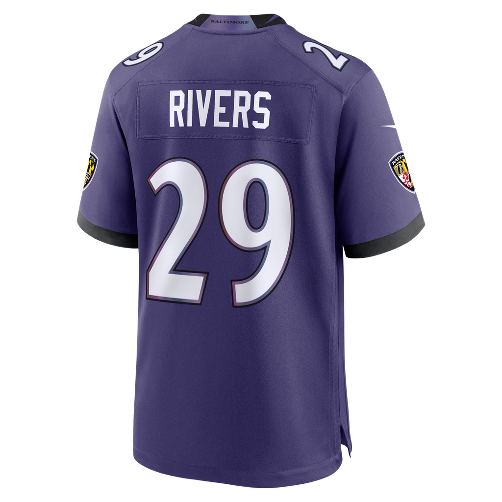 Chandler Rivers Baltimore Ravens Team Game Jersey - Purple
