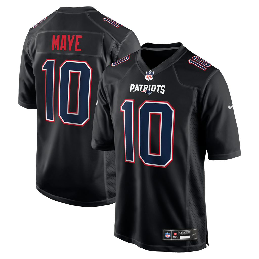 Drake Maye New England Patriots Fashion Game Jersey - Carbon Black
