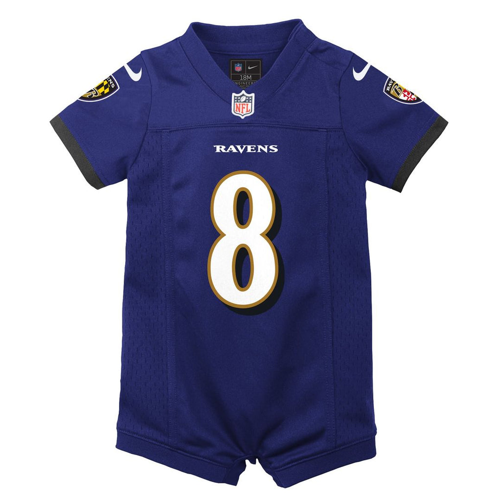Lamar Jackson Baltimore Ravens Newborn Romper Game Jersey - Purple